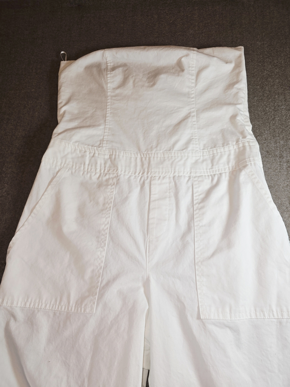 Zara White Strapless Wide-Leg Cargo Jumpsuit Womens Med - Picture 5 of 16